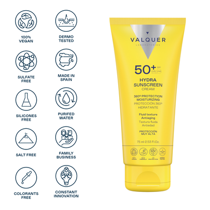 Crema Facial Hydra Sunscreen SPF 50+ Protección 360º Hidratante y Antiedad - 75 ml