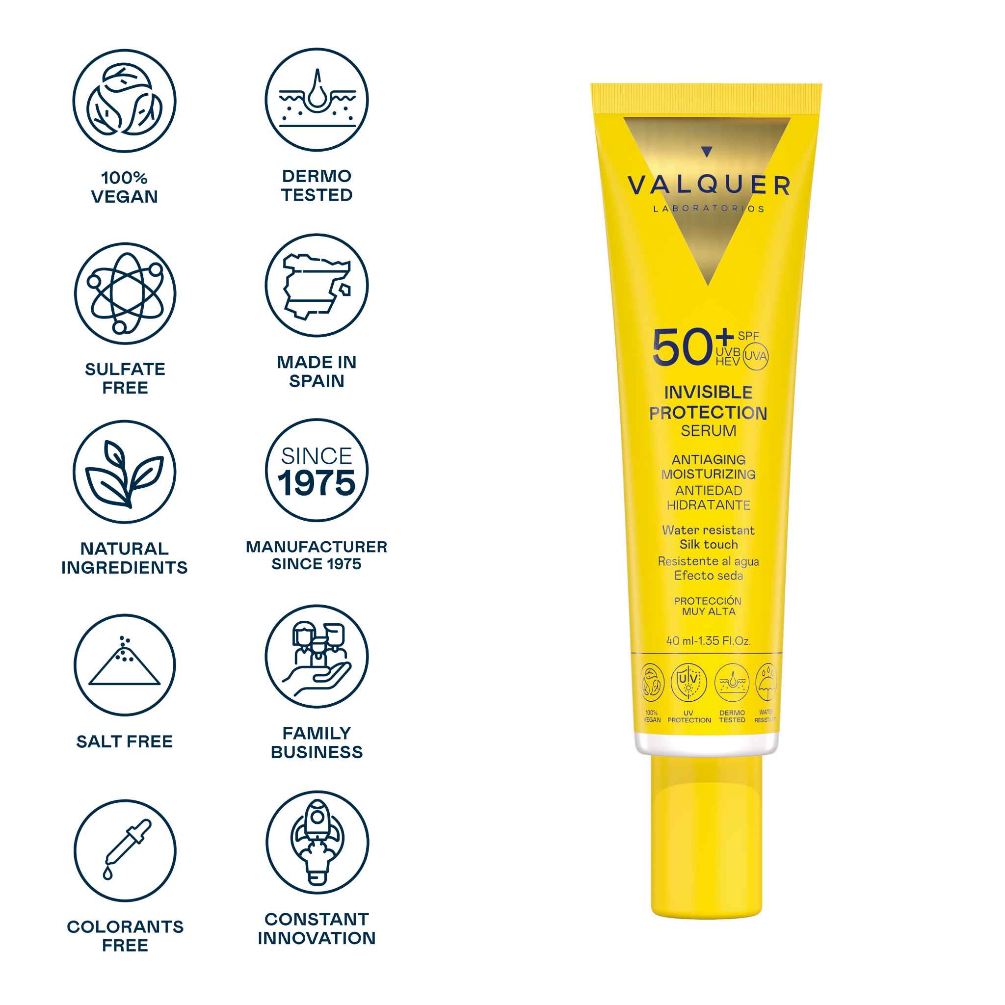 Serum Facial Invisible Protection SPF 50+ Antiedad e Hidratante - 40 ml