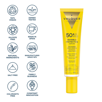Serum Facial Invisible Protection SPF 50+ Antiedad e Hidratante - 40 ml