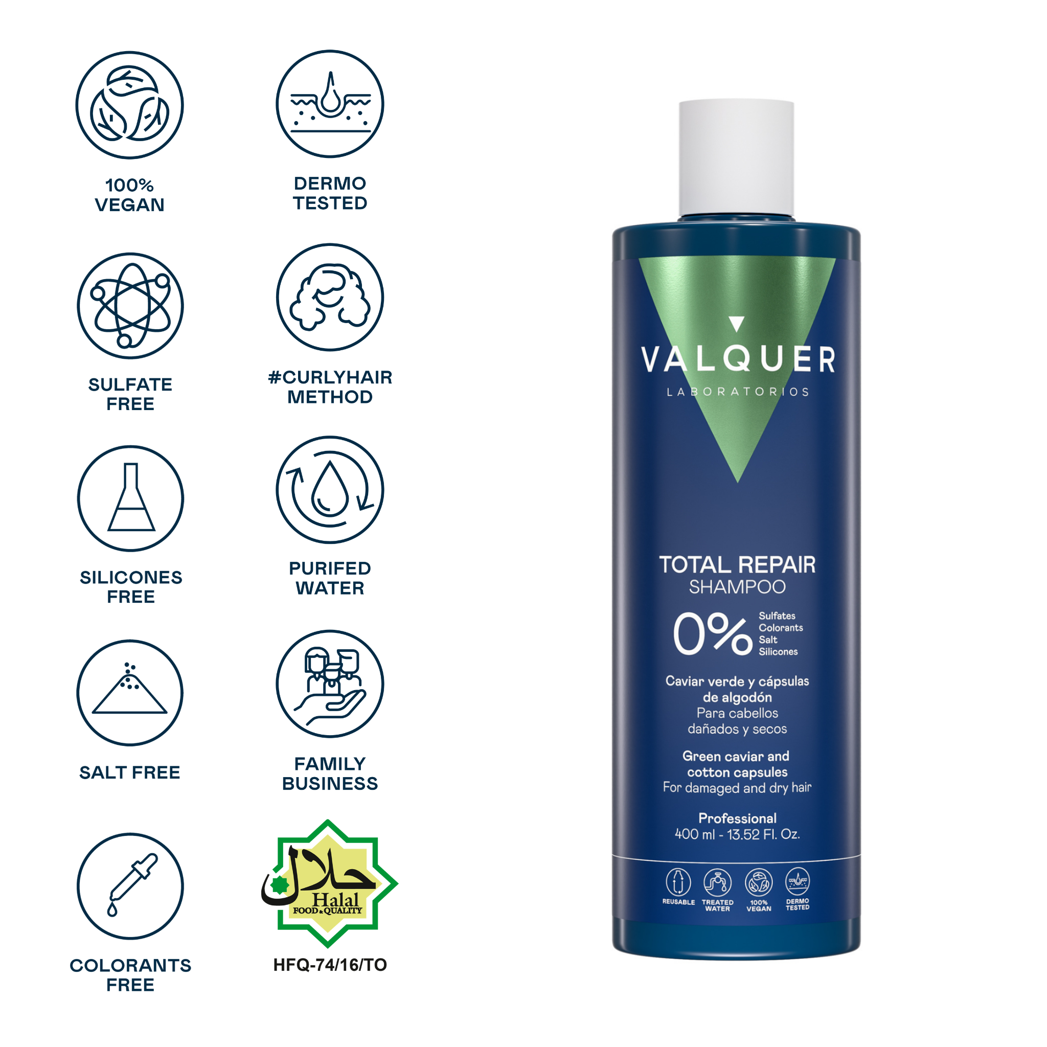 Shampoo Reparador para cabello dañado - 0% Sin Sulfatos