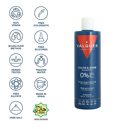 Shampoo para cabellos teñidos -  0% sin sulfatos potenciador del color y brillo