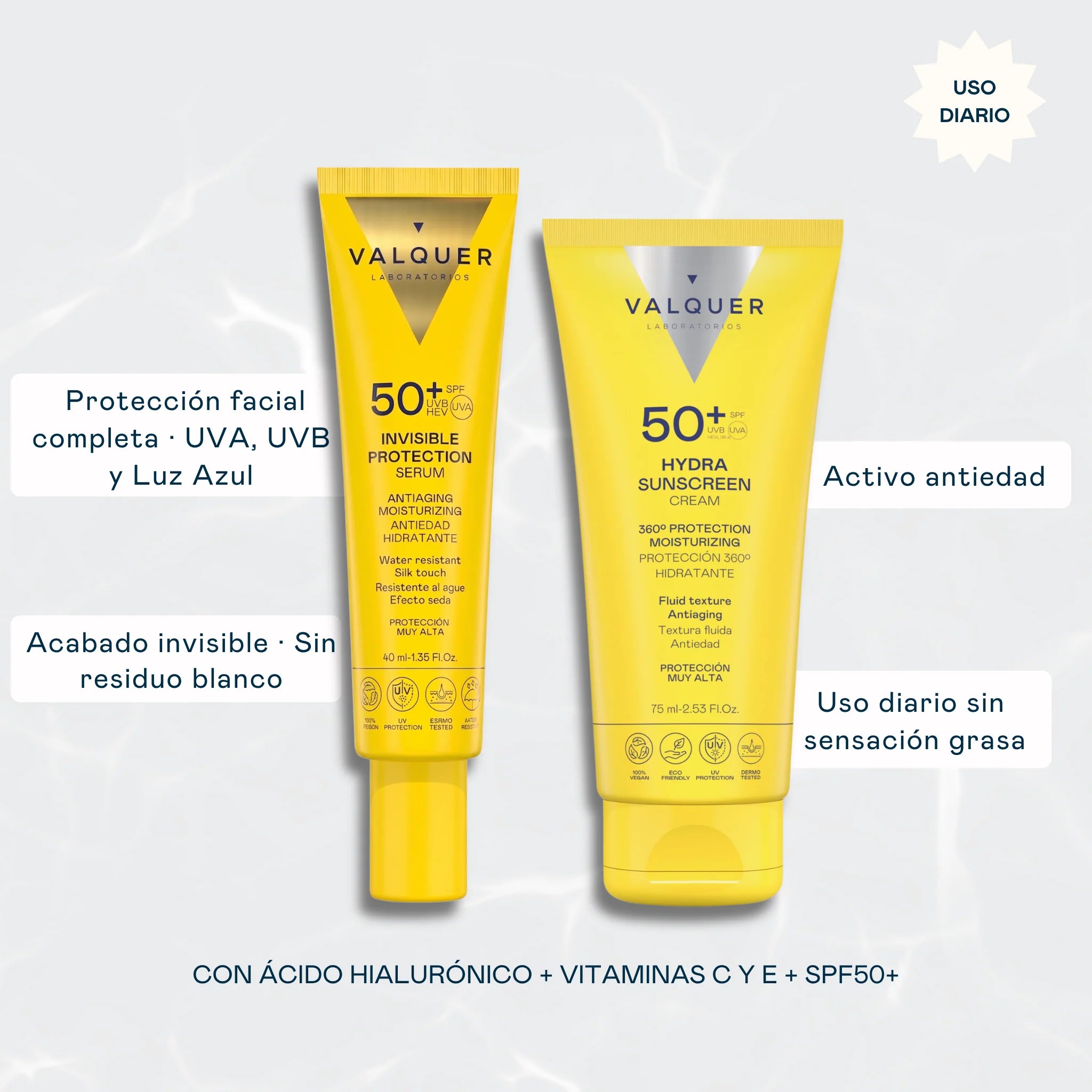 Pack Solar Facial Invisible Protection e Hydra Sunscreen SPF 50+ - 115 ml