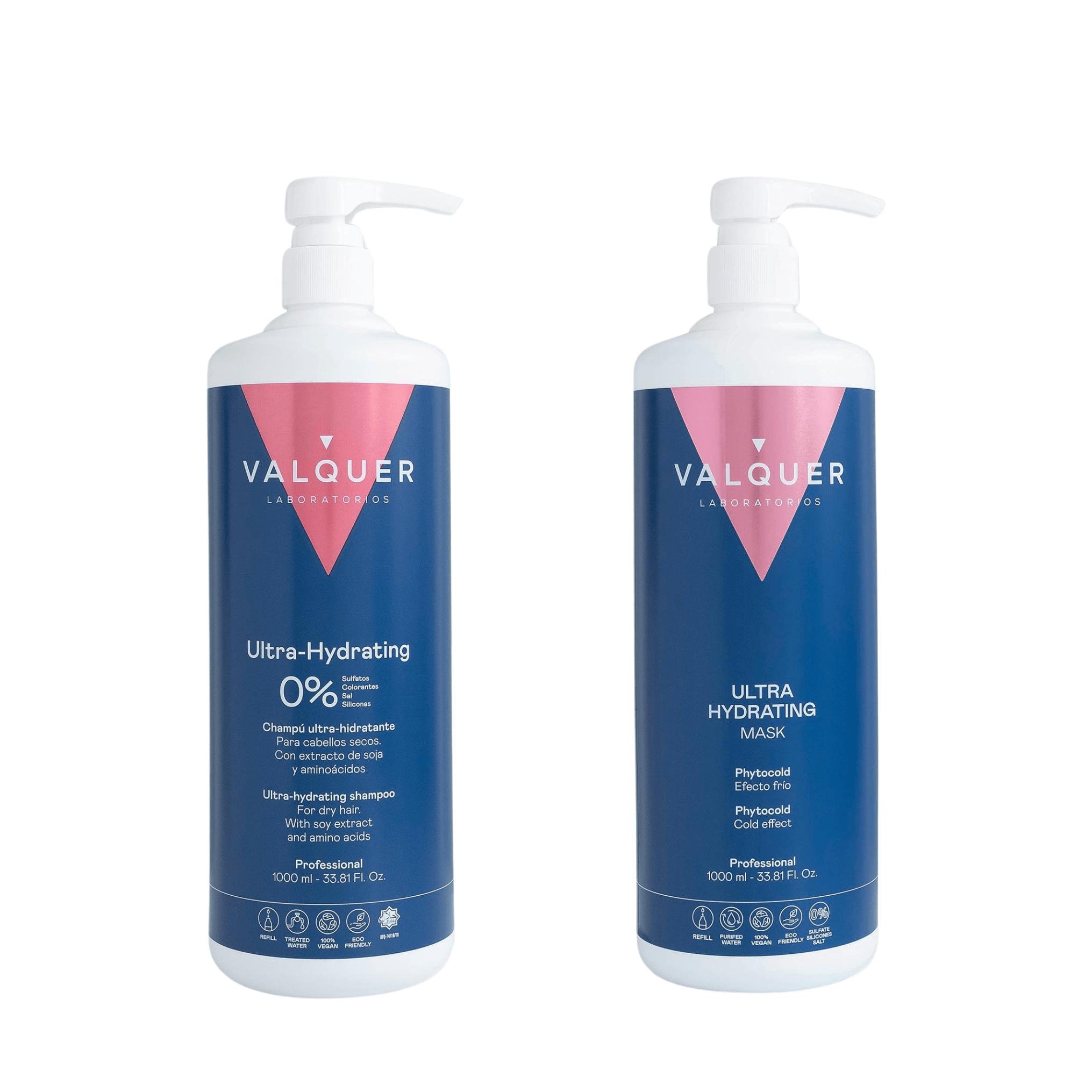 Pack Ultrahidratante Shampoo y Mascarilla efecto frío para Cabellos Secos - 1975 ml