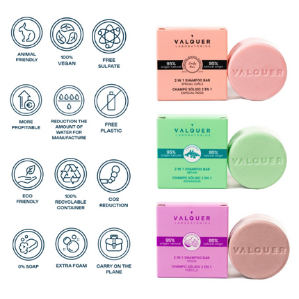 Shampoo sólido 2 en 1 Método Curly (Especial rizos) - 70 g