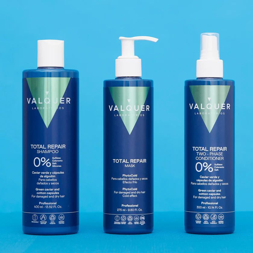 Pack Total Repair para Cabellos Dañados - Shampoo, Mascarilla y Acondicionador Bifásico - 1000 ml