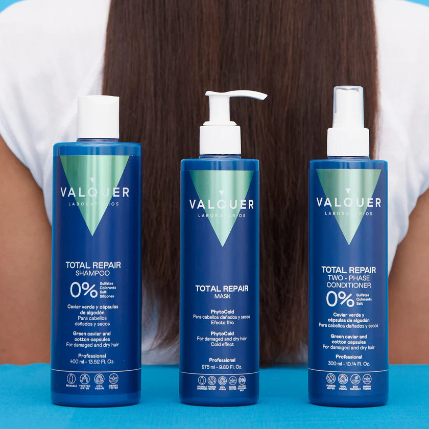 Pack Total Repair para Cabellos Dañados - Shampoo, Mascarilla y Acondicionador Bifásico - 1000 ml