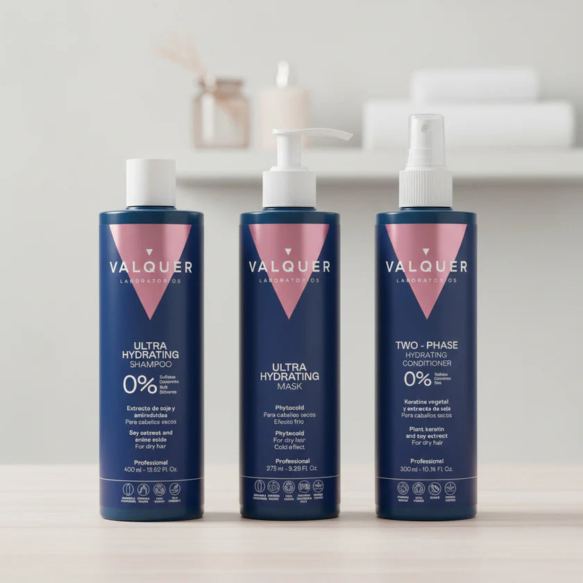 Pack Ultrahidratante Shampoo, ice hair mask y acondicionador bifásico para cabellos secos - 1000 ml