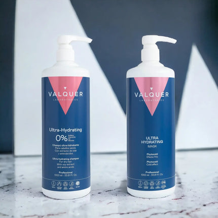 Pack Ultrahidratante Shampoo y Mascarilla efecto frío para Cabellos Secos - 1975 ml